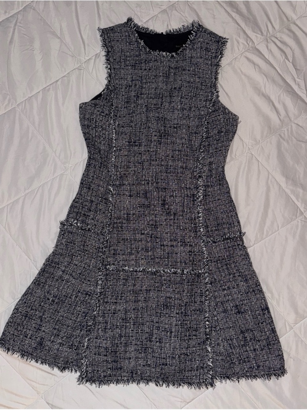 Banana Republic Sleeveless Tweed Dress in Navy